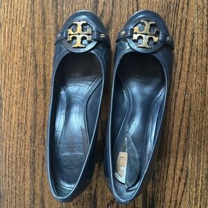 Tory Burch navy patent Aaden pumps